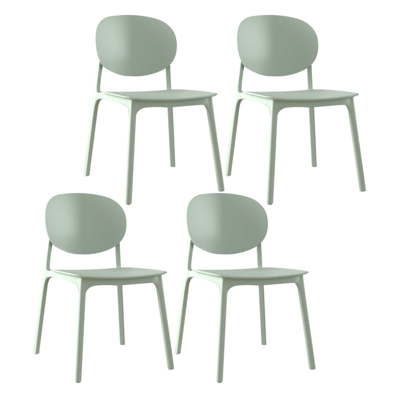 Plastic Contemporary Kitchen Dining Chair Armless Open Back Chair Light Green 4 Piece Set Clearhalo 'Dining Chairs' 'Dining Tables & Seating' 'dining_chair' 'furn' 'furn_dining_chair' 'Furniture' 'furniture_dining_chair' 'Kitchen & Dining Furniture' 4978651