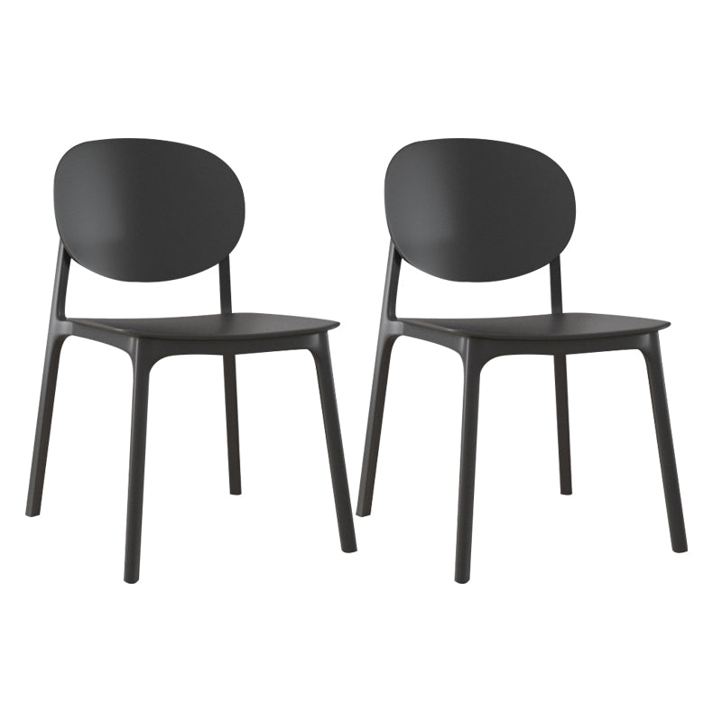 Plastic Contemporary Kitchen Dining Chair Armless Open Back Chair Textured Black 2 Piece Set Clearhalo 'Dining Chairs' 'Dining Tables & Seating' 'dining_chair' 'furn' 'furn_dining_chair' 'Furniture' 'furniture_dining_chair' 'Kitchen & Dining Furniture' 4978652
