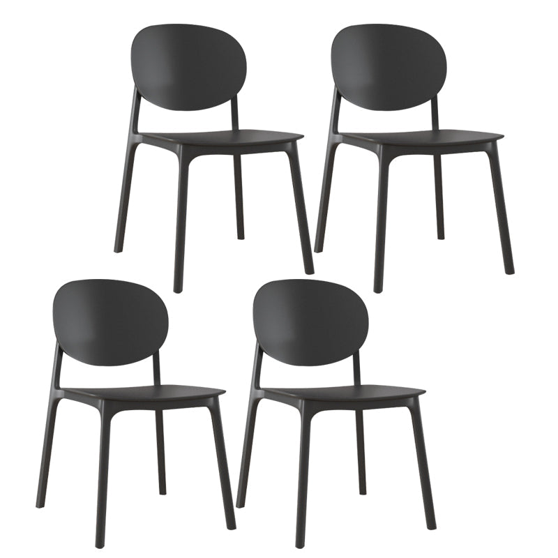 Plastic Contemporary Kitchen Dining Chair Armless Open Back Chair Textured Black 4 Piece Set Clearhalo 'Dining Chairs' 'Dining Tables & Seating' 'dining_chair' 'furn' 'furn_dining_chair' 'Furniture' 'furniture_dining_chair' 'Kitchen & Dining Furniture' 4978653