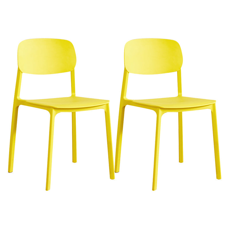 Plastic Contemporary Kitchen Dining Chair Armless Open Back Chair Light Yellow 2 Piece Set Clearhalo 'Dining Chairs' 'Dining Tables & Seating' 'dining_chair' 'furn' 'furn_dining_chair' 'Furniture' 'furniture_dining_chair' 'Kitchen & Dining Furniture' 4978656