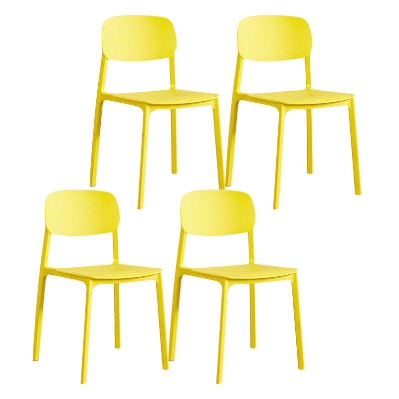 Plastic Contemporary Kitchen Dining Chair Armless Open Back Chair Light Yellow 4 Piece Set Clearhalo 'Dining Chairs' 'Dining Tables & Seating' 'dining_chair' 'furn' 'furn_dining_chair' 'Furniture' 'furniture_dining_chair' 'Kitchen & Dining Furniture' 4978657