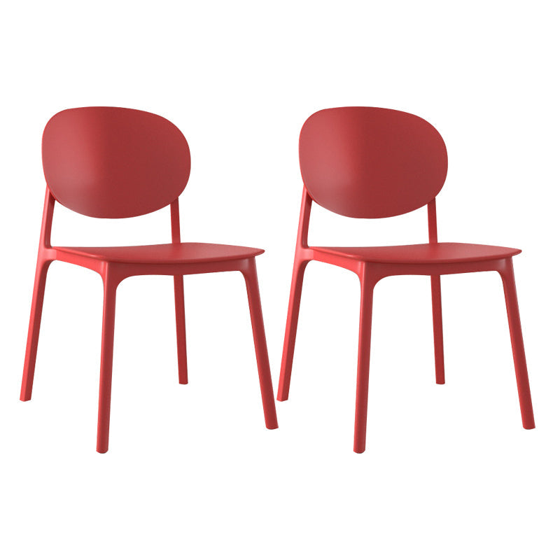 Plastic Contemporary Kitchen Dining Chair Armless Open Back Chair Light Red 2 Piece Set Clearhalo 'Dining Chairs' 'Dining Tables & Seating' 'dining_chair' 'furn' 'furn_dining_chair' 'Furniture' 'furniture_dining_chair' 'Kitchen & Dining Furniture' 4978658