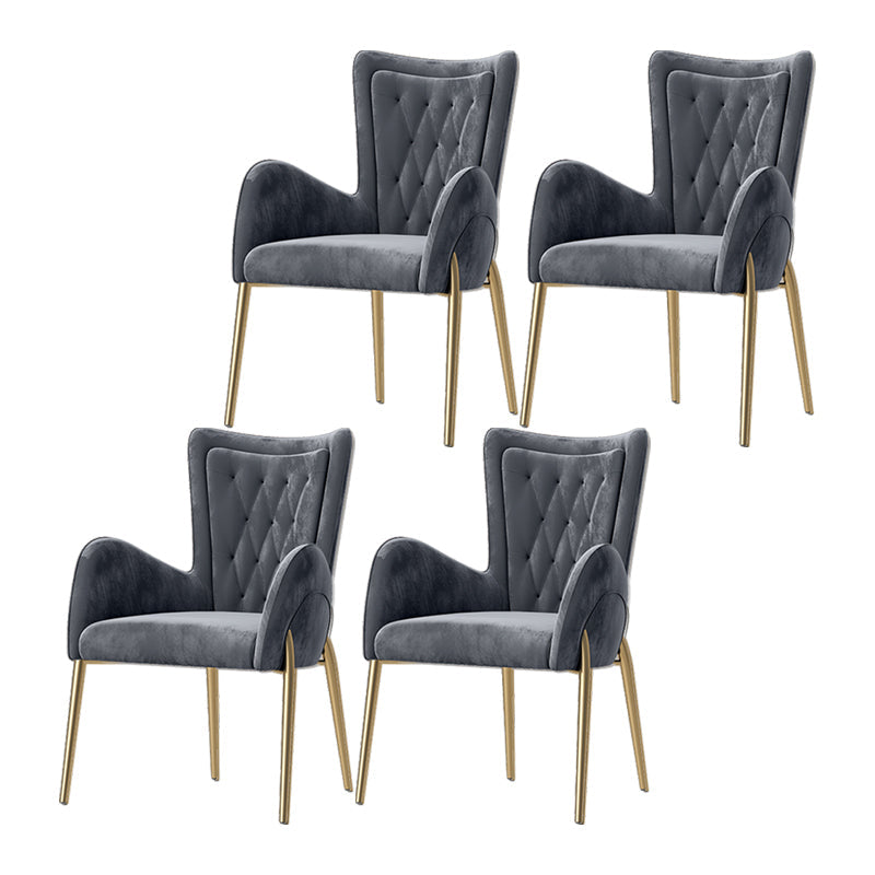 Glam Style Dining Arm Chair Upholstered Dining Chair for Dining Room Grey Velvet 4 Piece Set Clearhalo 'Dining Chairs' 'Dining Tables & Seating' 'dining_chair' 'furn' 'furn_dining_chair' 'Furniture' 'furniture_dining_chair' 'Kitchen & Dining Furniture' 4978667