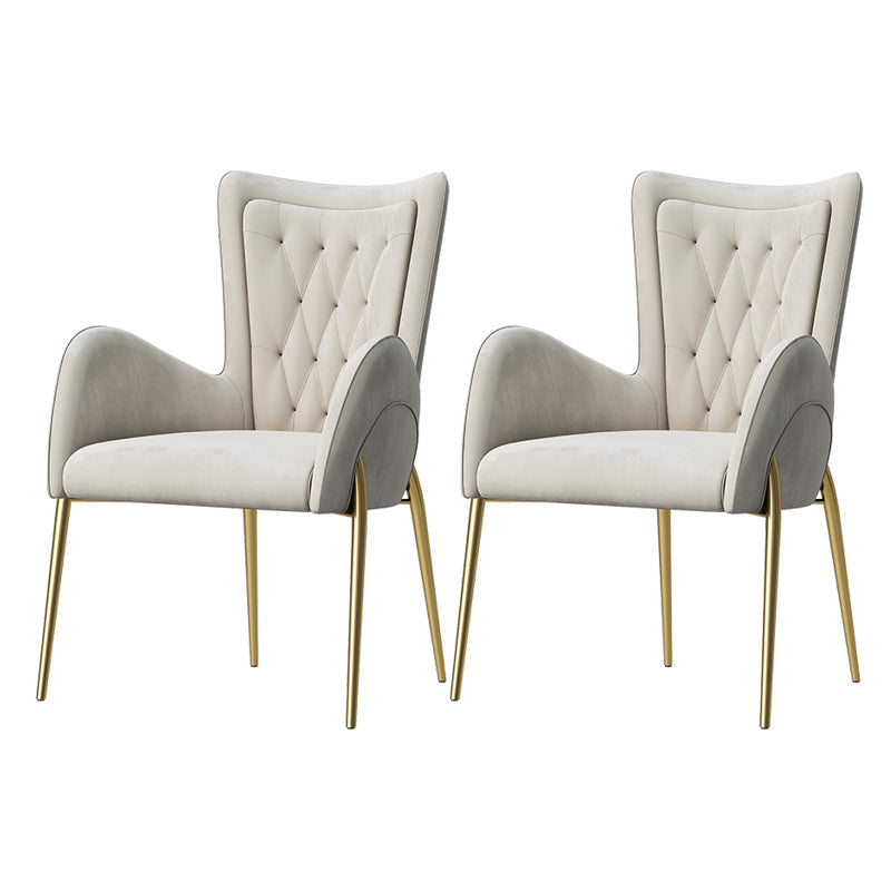 Glam Style Dining Arm Chair Upholstered Dining Chair for Dining Room White Velvet 2 Piece Set Clearhalo 'Dining Chairs' 'Dining Tables & Seating' 'dining_chair' 'furn' 'furn_dining_chair' 'Furniture' 'furniture_dining_chair' 'Kitchen & Dining Furniture' 4978671