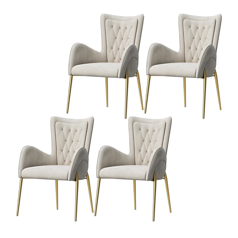 Glam Style Dining Arm Chair Upholstered Dining Chair for Dining Room White Velvet 4 Piece Set Clearhalo 'Dining Chairs' 'Dining Tables & Seating' 'dining_chair' 'furn' 'furn_dining_chair' 'Furniture' 'furniture_dining_chair' 'Kitchen & Dining Furniture' 4978672