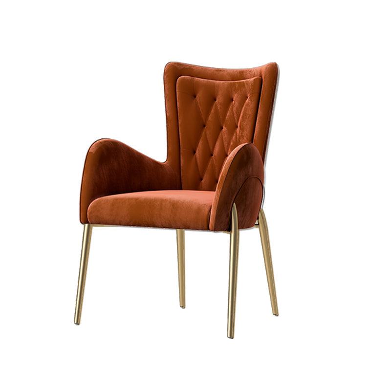 Glam Style Dining Arm Chair Upholstered Dining Chair for Dining Room Orange Velvet 1 Piece Clearhalo 'Dining Chairs' 'Dining Tables & Seating' 'dining_chair' 'furn' 'furn_dining_chair' 'Furniture' 'furniture_dining_chair' 'Kitchen & Dining Furniture' 4978674