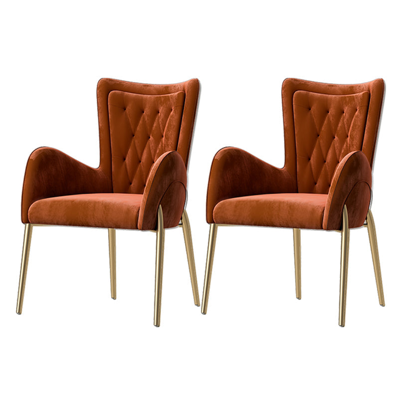 Glam Style Dining Arm Chair Upholstered Dining Chair for Dining Room Orange Velvet 2 Piece Set Clearhalo 'Dining Chairs' 'Dining Tables & Seating' 'dining_chair' 'furn' 'furn_dining_chair' 'Furniture' 'furniture_dining_chair' 'Kitchen & Dining Furniture' 4978676