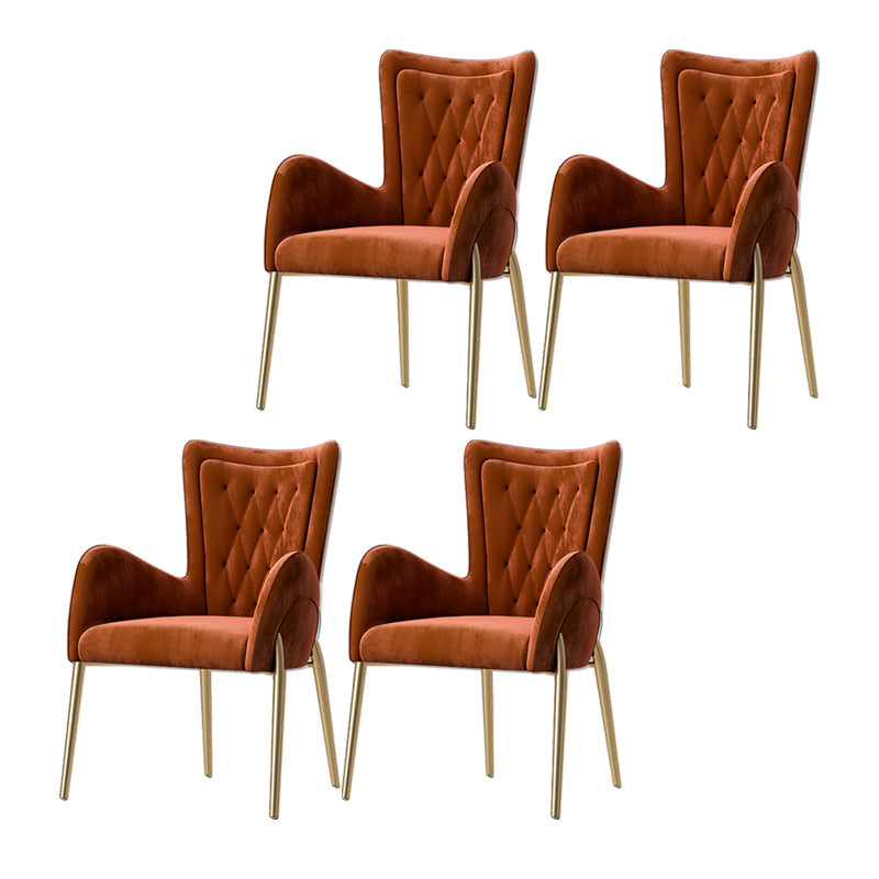 Glam Style Dining Arm Chair Upholstered Dining Chair for Dining Room Orange Velvet 4 Piece Set Clearhalo 'Dining Chairs' 'Dining Tables & Seating' 'dining_chair' 'furn' 'furn_dining_chair' 'Furniture' 'furniture_dining_chair' 'Kitchen & Dining Furniture' 4978678