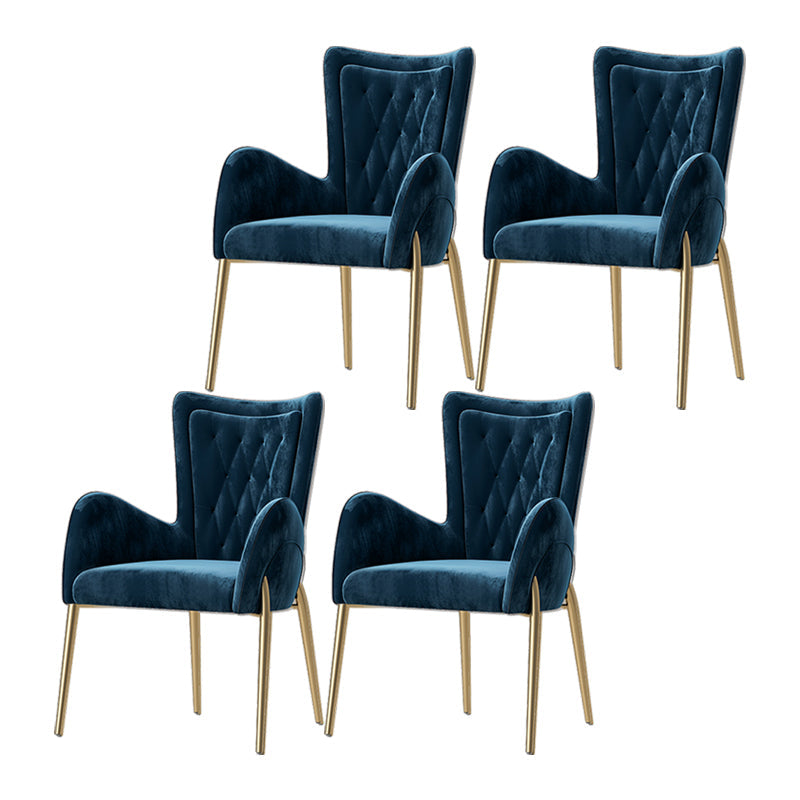 Glam Style Dining Arm Chair Upholstered Dining Chair for Dining Room Blue Velvet 4 Piece Set Clearhalo 'Dining Chairs' 'Dining Tables & Seating' 'dining_chair' 'furn' 'furn_dining_chair' 'Furniture' 'furniture_dining_chair' 'Kitchen & Dining Furniture' 4978682