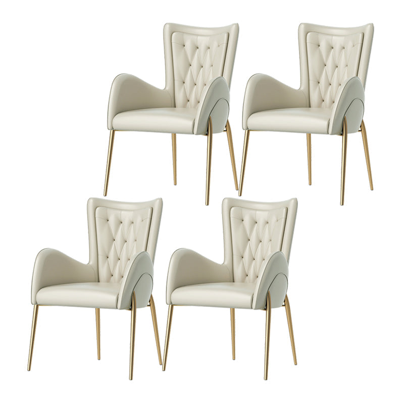 Glam Style Dining Arm Chair Upholstered Dining Chair for Dining Room White Faux Leather 4 Piece Set Clearhalo 'Dining Chairs' 'Dining Tables & Seating' 'dining_chair' 'furn' 'furn_dining_chair' 'Furniture' 'furniture_dining_chair' 'Kitchen & Dining Furniture' 4978688