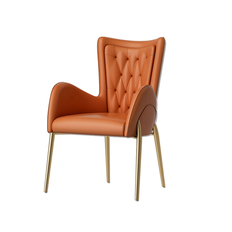 Glam Style Dining Arm Chair Upholstered Dining Chair for Dining Room Orange Faux Leather 1 Piece Clearhalo 'Dining Chairs' 'Dining Tables & Seating' 'dining_chair' 'furn' 'furn_dining_chair' 'Furniture' 'furniture_dining_chair' 'Kitchen & Dining Furniture' 4978689