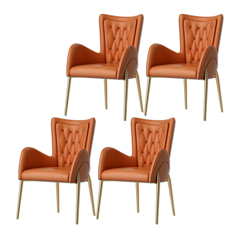 Glam Style Dining Arm Chair Upholstered Dining Chair for Dining Room Orange Faux Leather 4 Piece Set Clearhalo 'Dining Chairs' 'Dining Tables & Seating' 'dining_chair' 'furn' 'furn_dining_chair' 'Furniture' 'furniture_dining_chair' 'Kitchen & Dining Furniture' 4978691