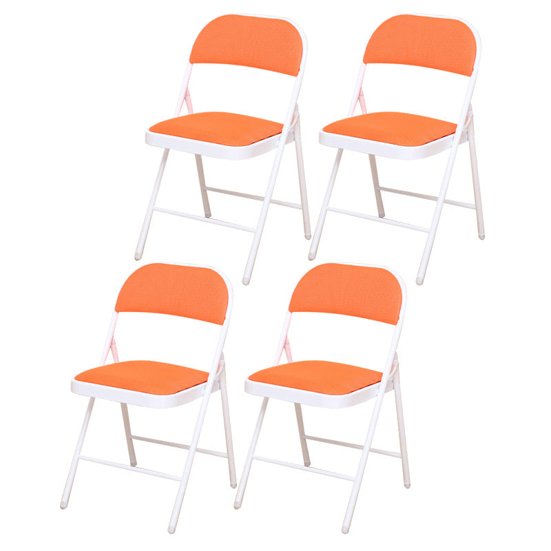 Modern Style Side Chair Open Back Folding Indoor Dining Chair Orange Cotton 4 Piece Set Clearhalo 'Dining Chairs' 'Dining Tables & Seating' 'dining_chair' 'furn' 'furn_dining_chair' 'Furniture' 'furniture_dining_chair' 'Kitchen & Dining Furniture' 4978704