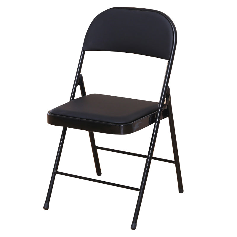 Modern Style Side Chair Open Back Folding Indoor Dining Chair Black Faux Leather 1 Piece Clearhalo 'Dining Chairs' 'Dining Tables & Seating' 'dining_chair' 'furn' 'furn_dining_chair' 'Furniture' 'furniture_dining_chair' 'Kitchen & Dining Furniture' 4978726