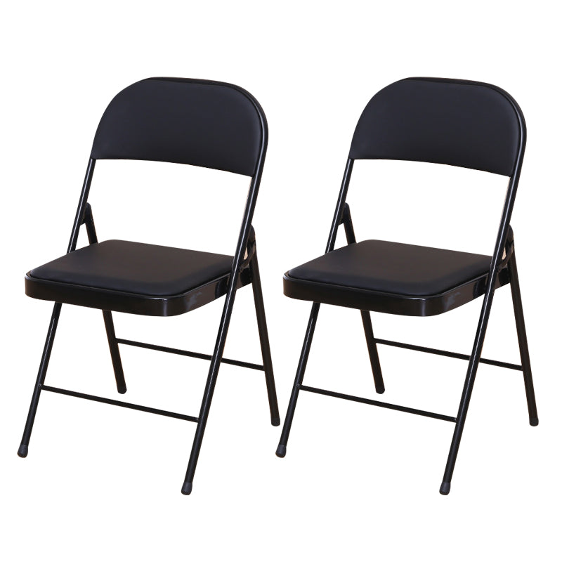 Modern Style Side Chair Open Back Folding Indoor Dining Chair Black Faux Leather 2 Piece Set Clearhalo 'Dining Chairs' 'Dining Tables & Seating' 'dining_chair' 'furn' 'furn_dining_chair' 'Furniture' 'furniture_dining_chair' 'Kitchen & Dining Furniture' 4978727