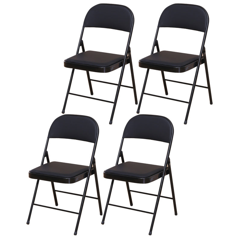 Modern Style Side Chair Open Back Folding Indoor Dining Chair Black Faux Leather 4 Piece Set Clearhalo 'Dining Chairs' 'Dining Tables & Seating' 'dining_chair' 'furn' 'furn_dining_chair' 'Furniture' 'furniture_dining_chair' 'Kitchen & Dining Furniture' 4978728