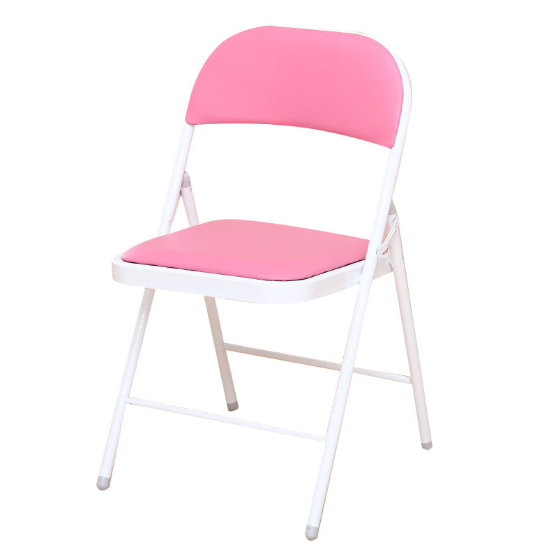 Modern Style Side Chair Open Back Folding Indoor Dining Chair Pink Faux Leather 1 Piece Clearhalo 'Dining Chairs' 'Dining Tables & Seating' 'dining_chair' 'furn' 'furn_dining_chair' 'Furniture' 'furniture_dining_chair' 'Kitchen & Dining Furniture' 4978729