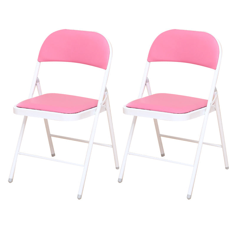 Modern Style Side Chair Open Back Folding Indoor Dining Chair Pink Faux Leather 2 Piece Set Clearhalo 'Dining Chairs' 'Dining Tables & Seating' 'dining_chair' 'furn' 'furn_dining_chair' 'Furniture' 'furniture_dining_chair' 'Kitchen & Dining Furniture' 4978730