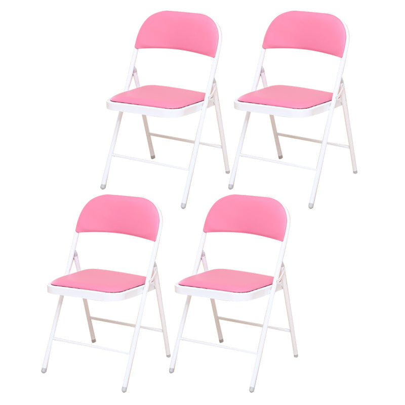 Modern Style Side Chair Open Back Folding Indoor Dining Chair Pink Faux Leather 4 Piece Set Clearhalo 'Dining Chairs' 'Dining Tables & Seating' 'dining_chair' 'furn' 'furn_dining_chair' 'Furniture' 'furniture_dining_chair' 'Kitchen & Dining Furniture' 4978731