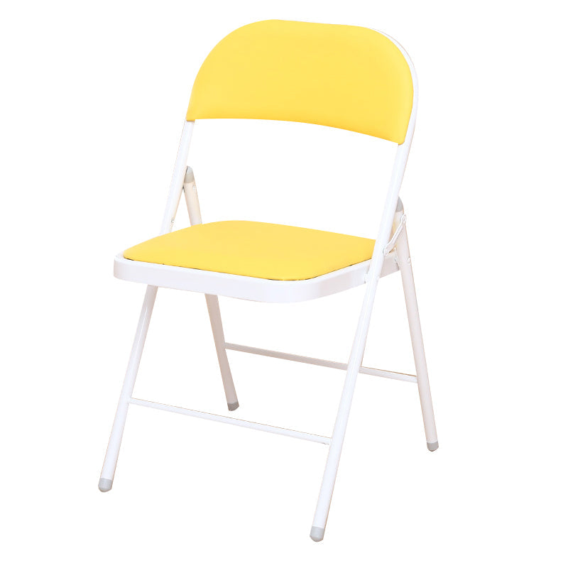 Modern Style Side Chair Open Back Folding Indoor Dining Chair Yellow Faux Leather 1 Piece Clearhalo 'Dining Chairs' 'Dining Tables & Seating' 'dining_chair' 'furn' 'furn_dining_chair' 'Furniture' 'furniture_dining_chair' 'Kitchen & Dining Furniture' 4978732