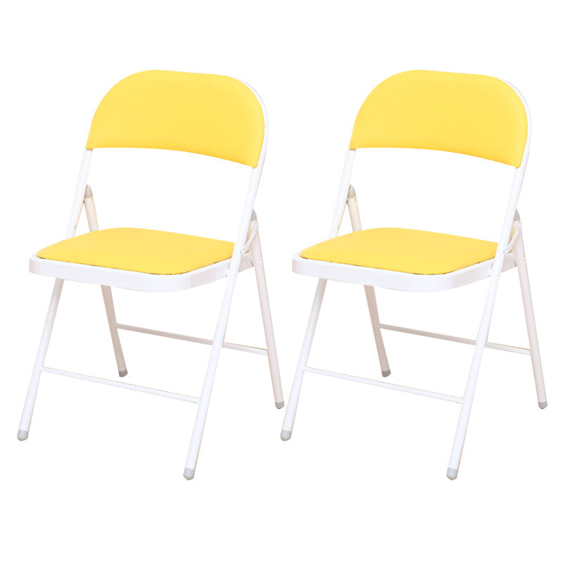 Modern Style Side Chair Open Back Folding Indoor Dining Chair Yellow Faux Leather 2 Piece Set Clearhalo 'Dining Chairs' 'Dining Tables & Seating' 'dining_chair' 'furn' 'furn_dining_chair' 'Furniture' 'furniture_dining_chair' 'Kitchen & Dining Furniture' 4978733