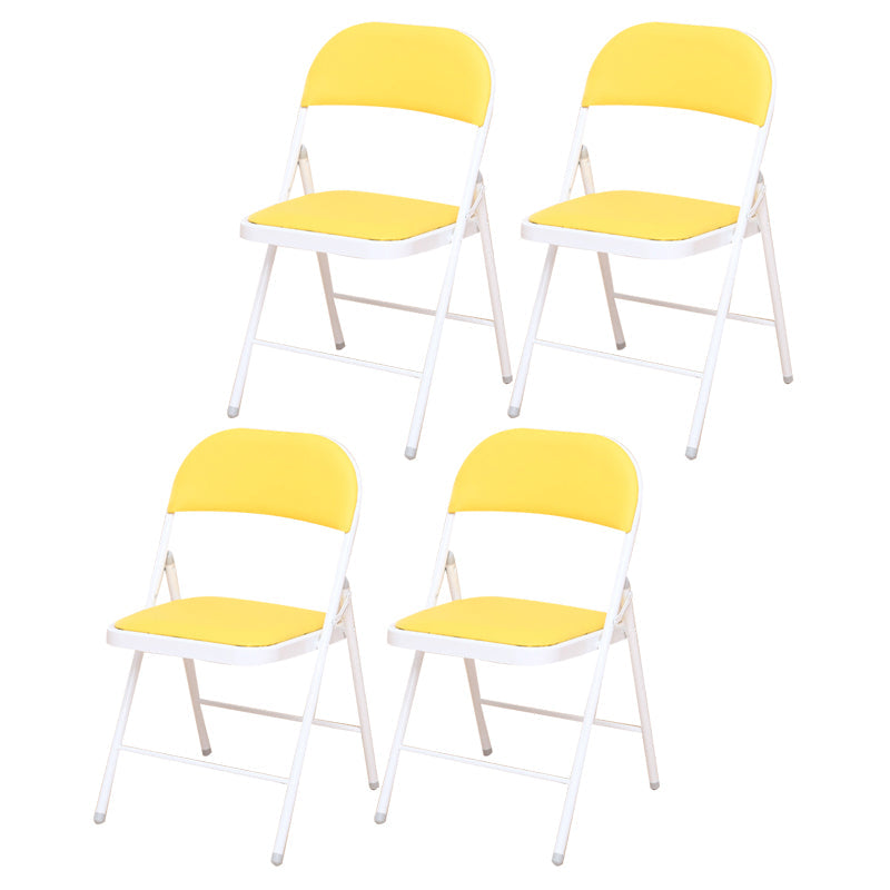 Modern Style Side Chair Open Back Folding Indoor Dining Chair Yellow Faux Leather 4 Piece Set Clearhalo 'Dining Chairs' 'Dining Tables & Seating' 'dining_chair' 'furn' 'furn_dining_chair' 'Furniture' 'furniture_dining_chair' 'Kitchen & Dining Furniture' 4978734