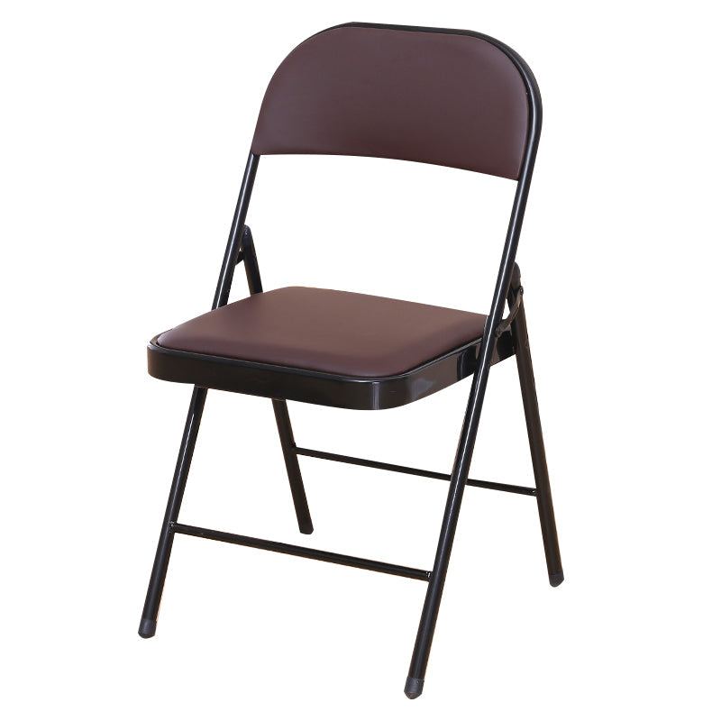 Modern Style Side Chair Open Back Folding Indoor Dining Chair Brown Faux Leather 1 Piece Clearhalo 'Dining Chairs' 'Dining Tables & Seating' 'dining_chair' 'furn' 'furn_dining_chair' 'Furniture' 'furniture_dining_chair' 'Kitchen & Dining Furniture' 4978738
