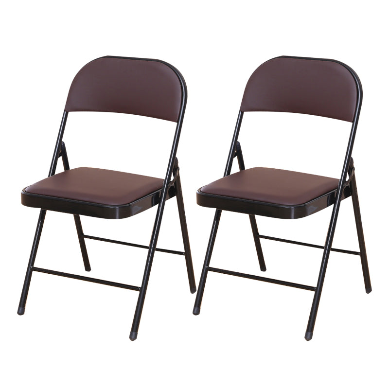 Modern Style Side Chair Open Back Folding Indoor Dining Chair Brown Faux Leather 2 Piece Set Clearhalo 'Dining Chairs' 'Dining Tables & Seating' 'dining_chair' 'furn' 'furn_dining_chair' 'Furniture' 'furniture_dining_chair' 'Kitchen & Dining Furniture' 4978739