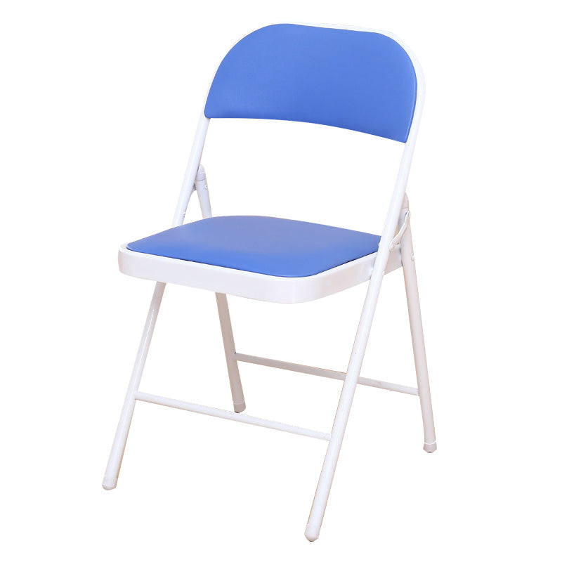 Modern Style Side Chair Open Back Folding Indoor Dining Chair Blue Faux Leather 1 Piece Clearhalo 'Dining Chairs' 'Dining Tables & Seating' 'dining_chair' 'furn' 'furn_dining_chair' 'Furniture' 'furniture_dining_chair' 'Kitchen & Dining Furniture' 4978741
