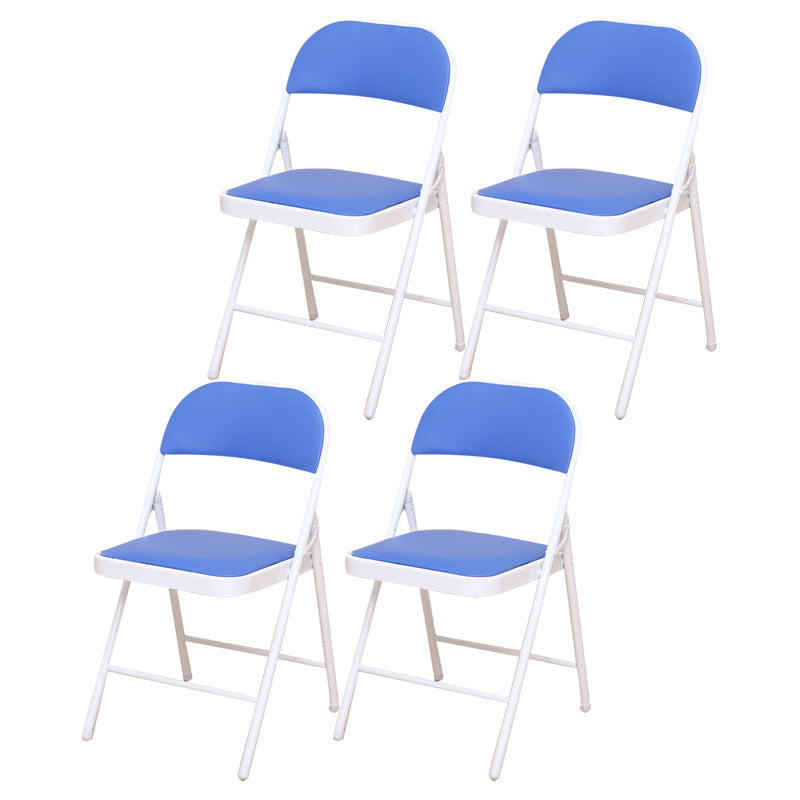 Modern Style Side Chair Open Back Folding Indoor Dining Chair Blue Faux Leather 4 Piece Set Clearhalo 'Dining Chairs' 'Dining Tables & Seating' 'dining_chair' 'furn' 'furn_dining_chair' 'Furniture' 'furniture_dining_chair' 'Kitchen & Dining Furniture' 4978743