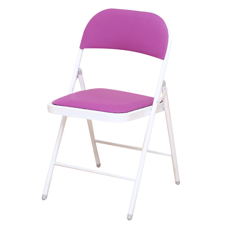 Modern Style Side Chair Open Back Folding Indoor Dining Chair Purple Faux Leather 1 Piece Clearhalo 'Dining Chairs' 'Dining Tables & Seating' 'dining_chair' 'furn' 'furn_dining_chair' 'Furniture' 'furniture_dining_chair' 'Kitchen & Dining Furniture' 4978747