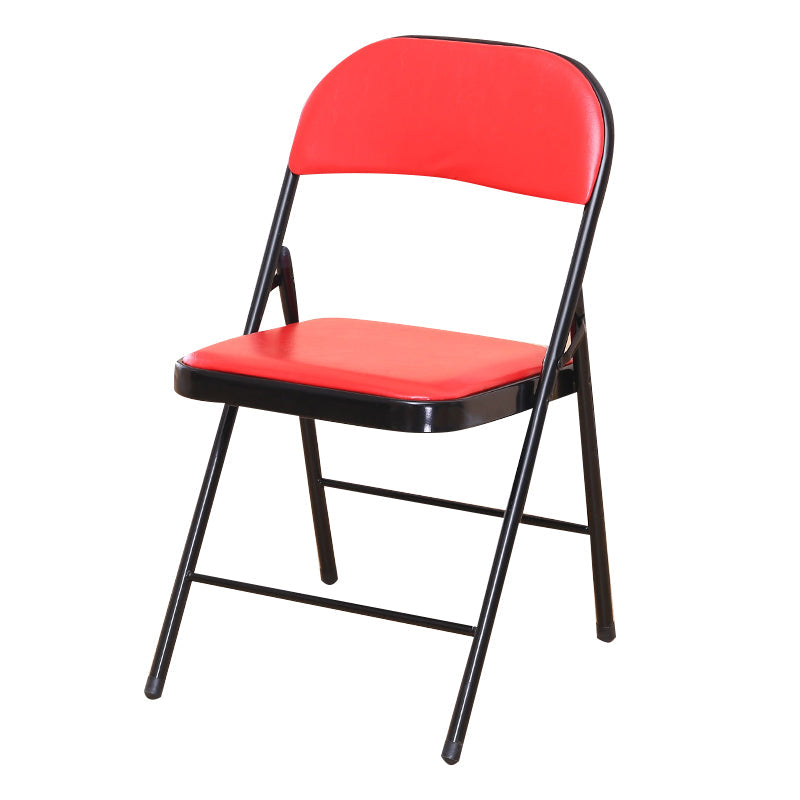 Modern Style Side Chair Open Back Folding Indoor Dining Chair Red-Black Faux Leather 1 Piece Clearhalo 'Dining Chairs' 'Dining Tables & Seating' 'dining_chair' 'furn' 'furn_dining_chair' 'Furniture' 'furniture_dining_chair' 'Kitchen & Dining Furniture' 4978750