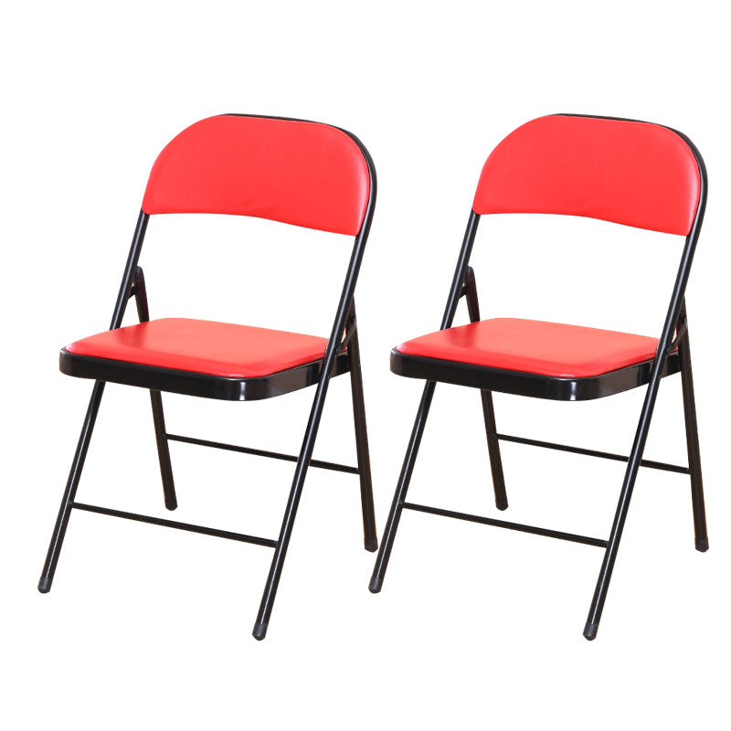 Modern Style Side Chair Open Back Folding Indoor Dining Chair Red-Black Faux Leather 2 Piece Set Clearhalo 'Dining Chairs' 'Dining Tables & Seating' 'dining_chair' 'furn' 'furn_dining_chair' 'Furniture' 'furniture_dining_chair' 'Kitchen & Dining Furniture' 4978751