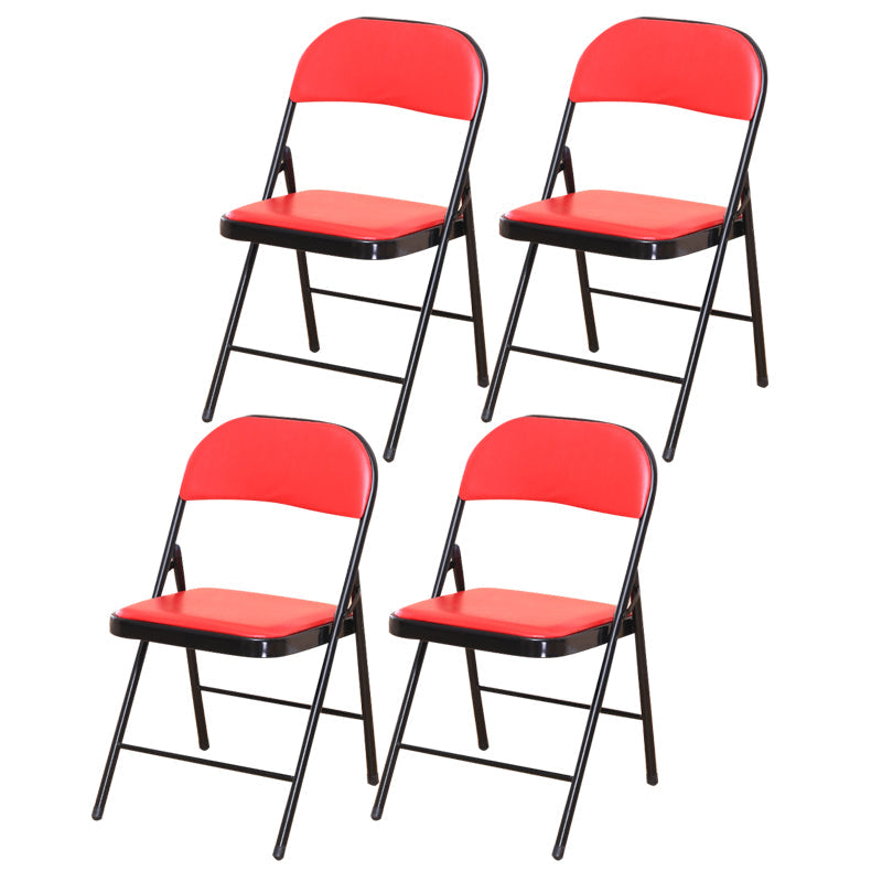 Modern Style Side Chair Open Back Folding Indoor Dining Chair Red-Black Faux Leather 4 Piece Set Clearhalo 'Dining Chairs' 'Dining Tables & Seating' 'dining_chair' 'furn' 'furn_dining_chair' 'Furniture' 'furniture_dining_chair' 'Kitchen & Dining Furniture' 4978752