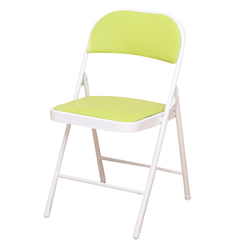 Modern Style Side Chair Open Back Folding Indoor Dining Chair Lemon Green Faux Leather 1 Piece Clearhalo 'Dining Chairs' 'Dining Tables & Seating' 'dining_chair' 'furn' 'furn_dining_chair' 'Furniture' 'furniture_dining_chair' 'Kitchen & Dining Furniture' 4978753