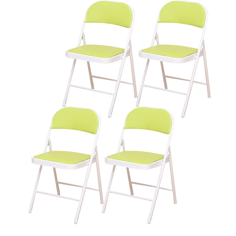 Modern Style Side Chair Open Back Folding Indoor Dining Chair Lemon Green Faux Leather 4 Piece Set Clearhalo 'Dining Chairs' 'Dining Tables & Seating' 'dining_chair' 'furn' 'furn_dining_chair' 'Furniture' 'furniture_dining_chair' 'Kitchen & Dining Furniture' 4978755