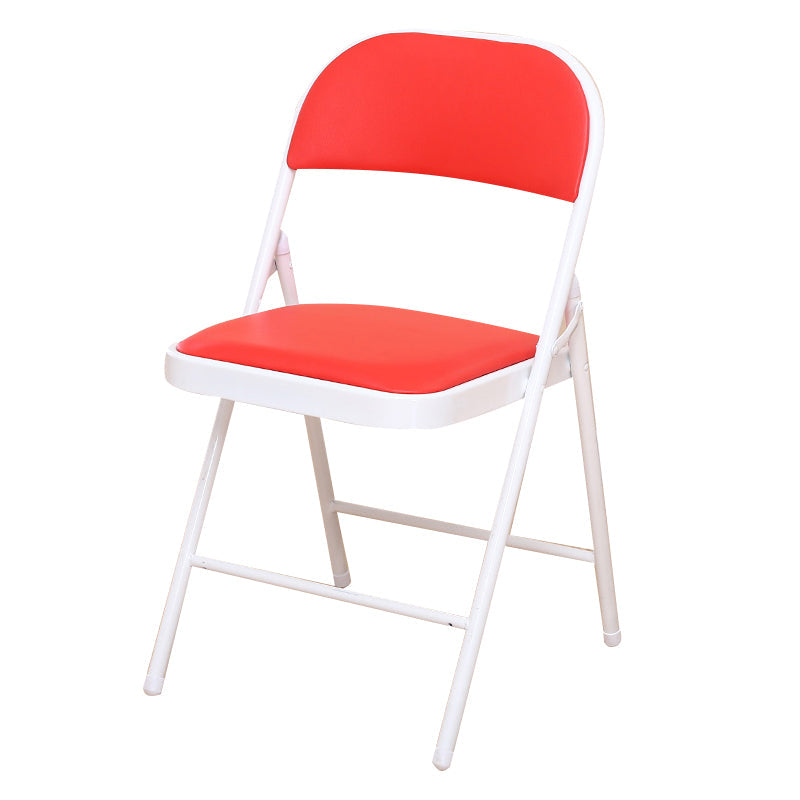 Modern Style Side Chair Open Back Folding Indoor Dining Chair Red-White Faux Leather 1 Piece Clearhalo 'Dining Chairs' 'Dining Tables & Seating' 'dining_chair' 'furn' 'furn_dining_chair' 'Furniture' 'furniture_dining_chair' 'Kitchen & Dining Furniture' 4978756