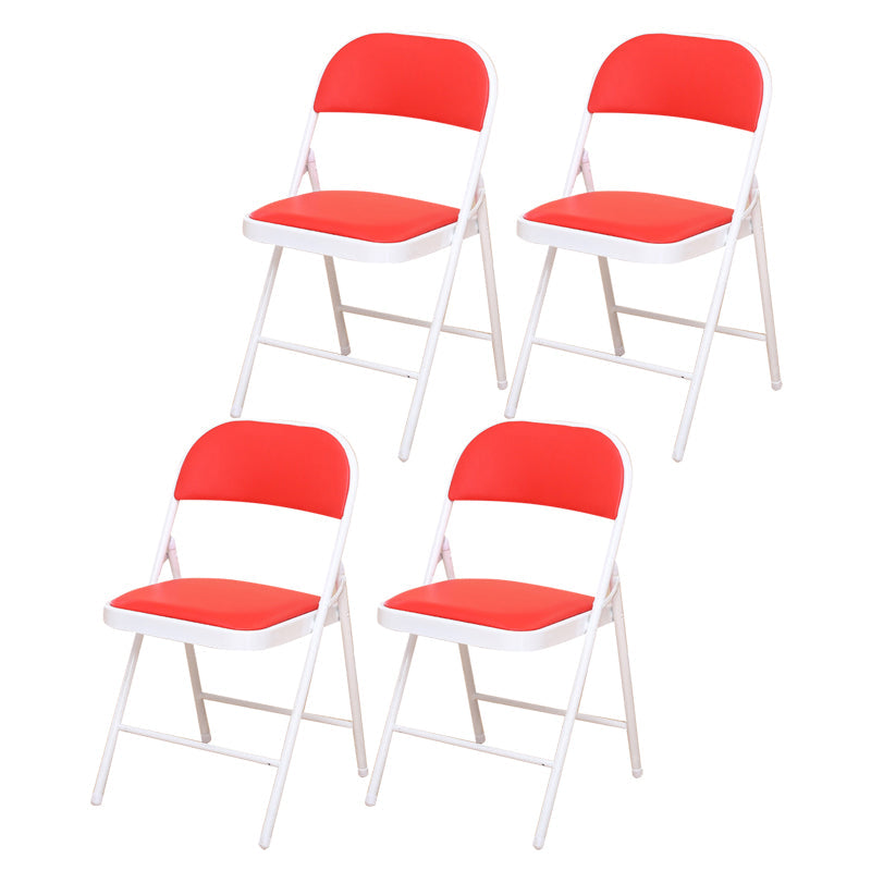 Modern Style Side Chair Open Back Folding Indoor Dining Chair Red-White Faux Leather 4 Piece Set Clearhalo 'Dining Chairs' 'Dining Tables & Seating' 'dining_chair' 'furn' 'furn_dining_chair' 'Furniture' 'furniture_dining_chair' 'Kitchen & Dining Furniture' 4978758