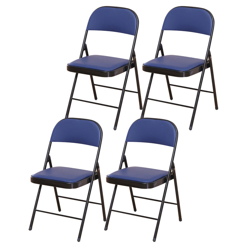 Modern Style Side Chair Open Back Folding Indoor Dining Chair Dark Blue Faux Leather 4 Piece Set Clearhalo 'Dining Chairs' 'Dining Tables & Seating' 'dining_chair' 'furn' 'furn_dining_chair' 'Furniture' 'furniture_dining_chair' 'Kitchen & Dining Furniture' 4978761