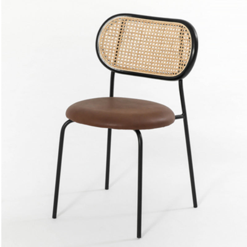 Modern Style PU Leather Chair Cane Back Armless Dining Chair for Home Brown-Black 1 Piece Clearhalo 'Dining Chairs' 'Dining Tables & Seating' 'dining_chair' 'furn' 'furn_dining_chair' 'Furniture' 'furniture_dining_chair' 'Kitchen & Dining Furniture' 4978769