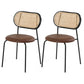 Modern Style PU Leather Chair Cane Back Armless Dining Chair for Home Brown-Black 2 Piece Set Clearhalo 'Dining Chairs' 'Dining Tables & Seating' 'dining_chair' 'furn' 'furn_dining_chair' 'Furniture' 'furniture_dining_chair' 'Kitchen & Dining Furniture' 4978771