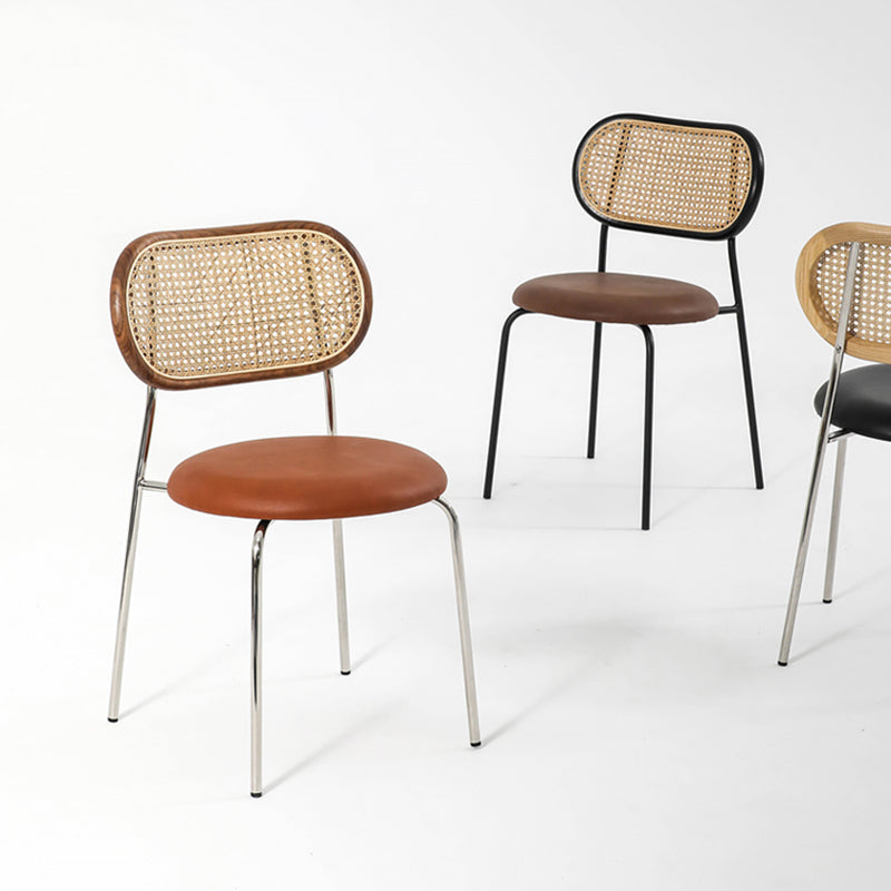 Modern Style PU Leather Chair Cane Back Armless Dining Chair for Home Clearhalo 'Dining Chairs' 'Dining Tables & Seating' 'dining_chair' 'furn' 'furn_dining_chair' 'Furniture' 'furniture_dining_chair' 'Kitchen & Dining Furniture' 4978778