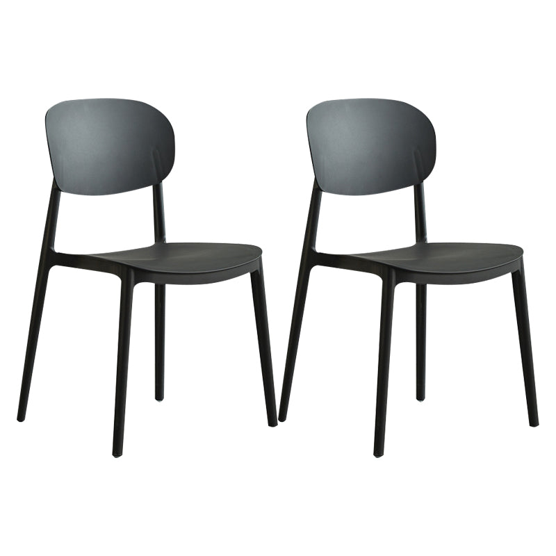 Scandinavian Plastic Kitchen Dining Chair Armless Open Back Chair Black Set of 2 Clearhalo 'Dining Chairs' 'Dining Tables & Seating' 'dining_chair' 'Furniture' 'furniture_dining_chair' 'Kitchen & Dining Furniture' 4978783