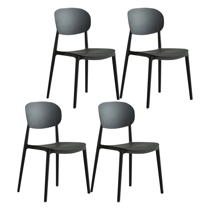 Scandinavian Plastic Kitchen Dining Chair Armless Open Back Chair Black Set of 4 Clearhalo 'Dining Chairs' 'Dining Tables & Seating' 'dining_chair' 'Furniture' 'furniture_dining_chair' 'Kitchen & Dining Furniture' 4978785
