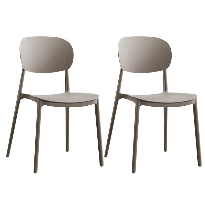 Scandinavian Plastic Kitchen Dining Chair Armless Open Back Chair Dark Gray Set of 2 Clearhalo 'Dining Chairs' 'Dining Tables & Seating' 'dining_chair' 'Furniture' 'furniture_dining_chair' 'Kitchen & Dining Furniture' 4978789