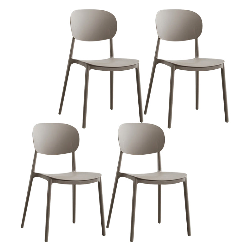 Scandinavian Plastic Kitchen Dining Chair Armless Open Back Chair Dark Gray Set of 4 Clearhalo 'Dining Chairs' 'Dining Tables & Seating' 'dining_chair' 'Furniture' 'furniture_dining_chair' 'Kitchen & Dining Furniture' 4978790