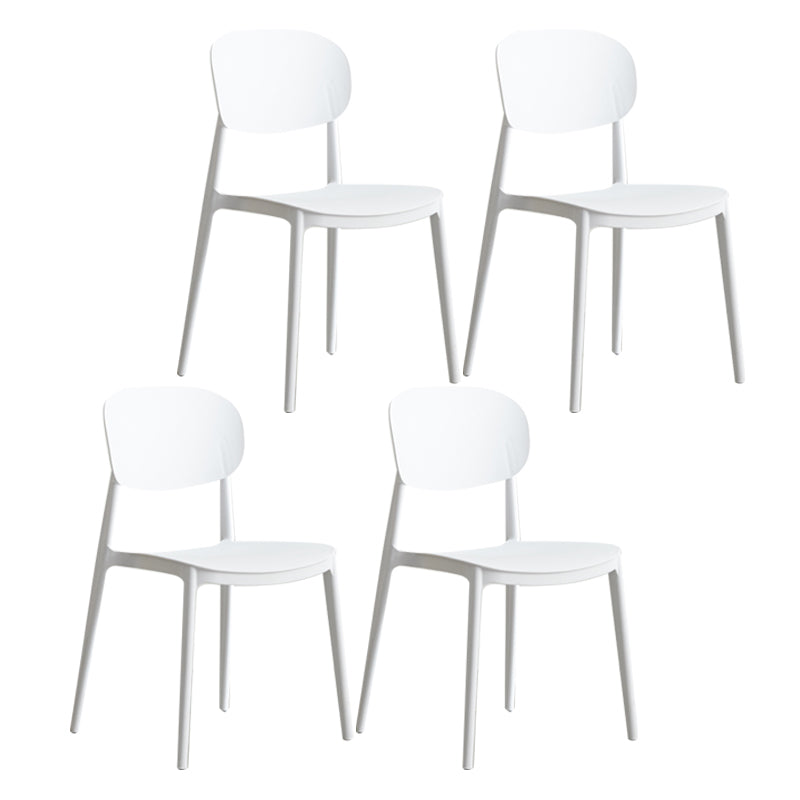 Scandinavian Plastic Kitchen Dining Chair Armless Open Back Chair White Set of 4 Clearhalo 'Dining Chairs' 'Dining Tables & Seating' 'dining_chair' 'Furniture' 'furniture_dining_chair' 'Kitchen & Dining Furniture' 4978799