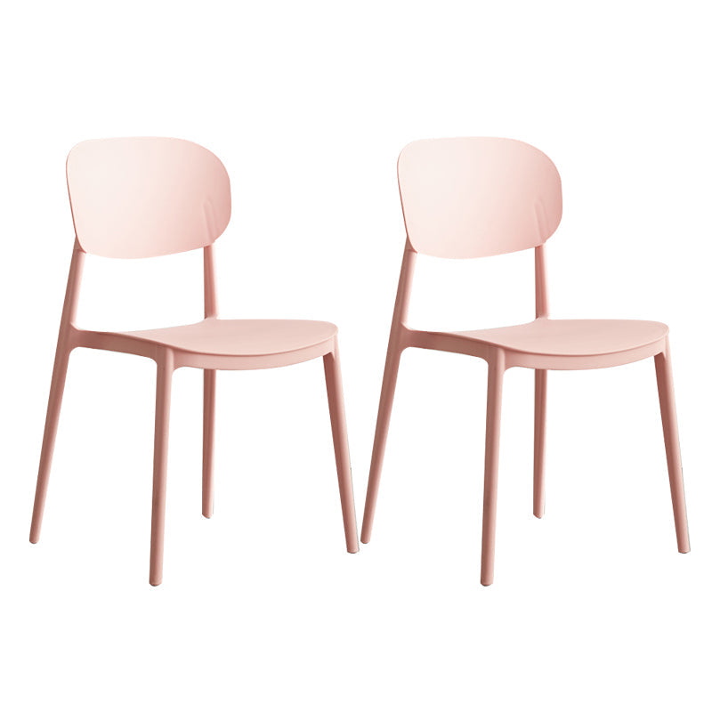 Scandinavian Plastic Kitchen Dining Chair Armless Open Back Chair Pink Set of 2 Clearhalo 'Dining Chairs' 'Dining Tables & Seating' 'dining_chair' 'Furniture' 'furniture_dining_chair' 'Kitchen & Dining Furniture' 4978800