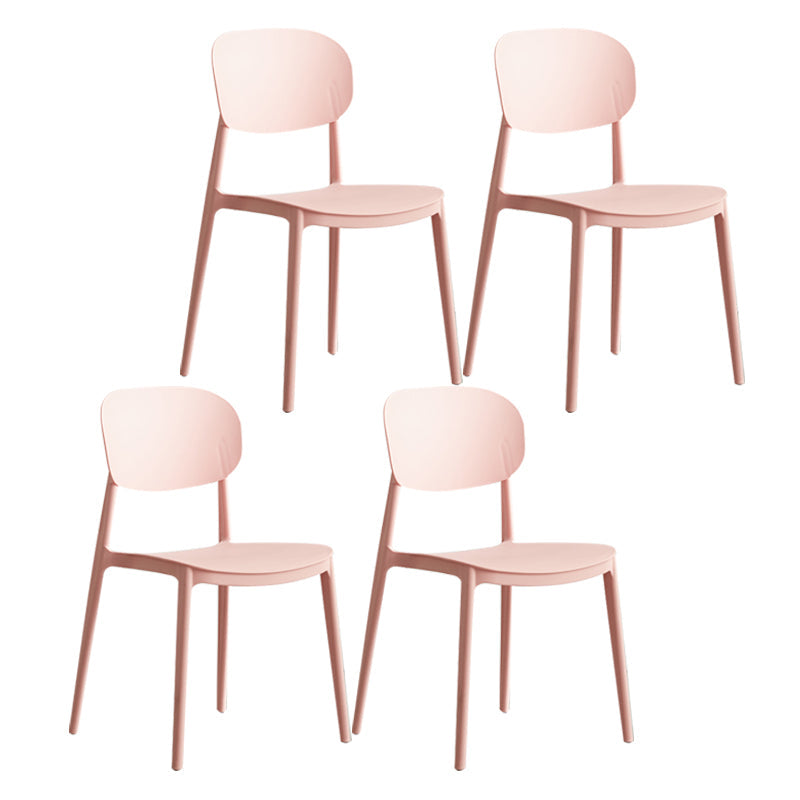 Scandinavian Plastic Kitchen Dining Chair Armless Open Back Chair Pink Set of 4 Clearhalo 'Dining Chairs' 'Dining Tables & Seating' 'dining_chair' 'Furniture' 'furniture_dining_chair' 'Kitchen & Dining Furniture' 4978803