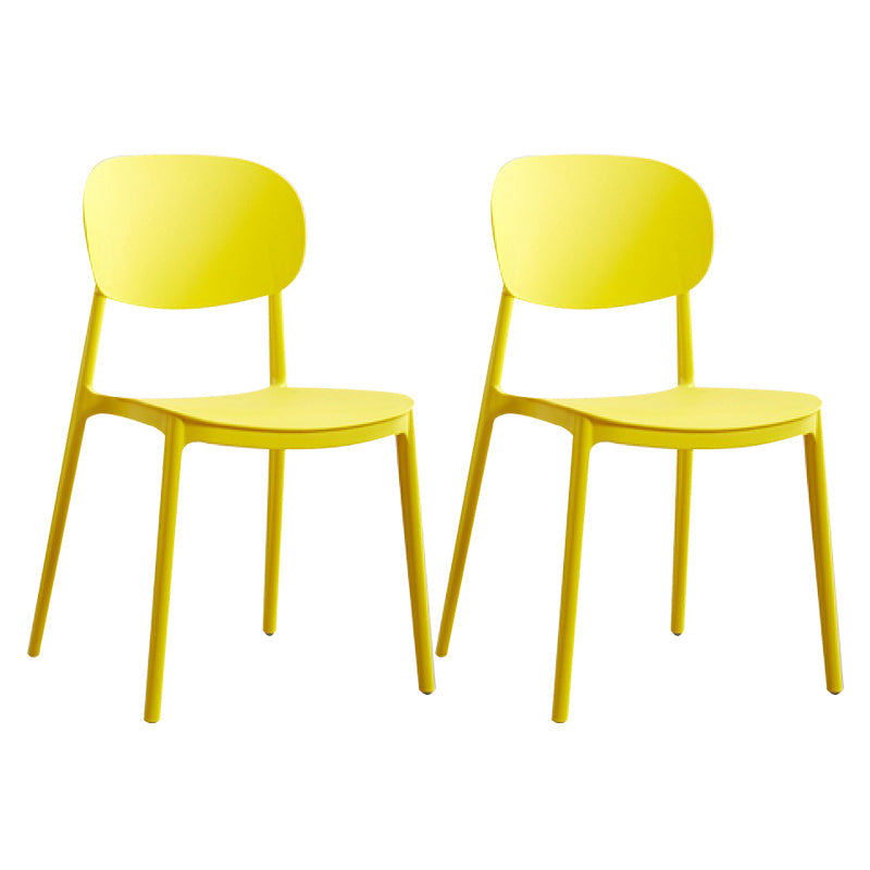Scandinavian Plastic Kitchen Dining Chair Armless Open Back Chair Yellow Set of 2 Clearhalo 'Dining Chairs' 'Dining Tables & Seating' 'dining_chair' 'Furniture' 'furniture_dining_chair' 'Kitchen & Dining Furniture' 4978804